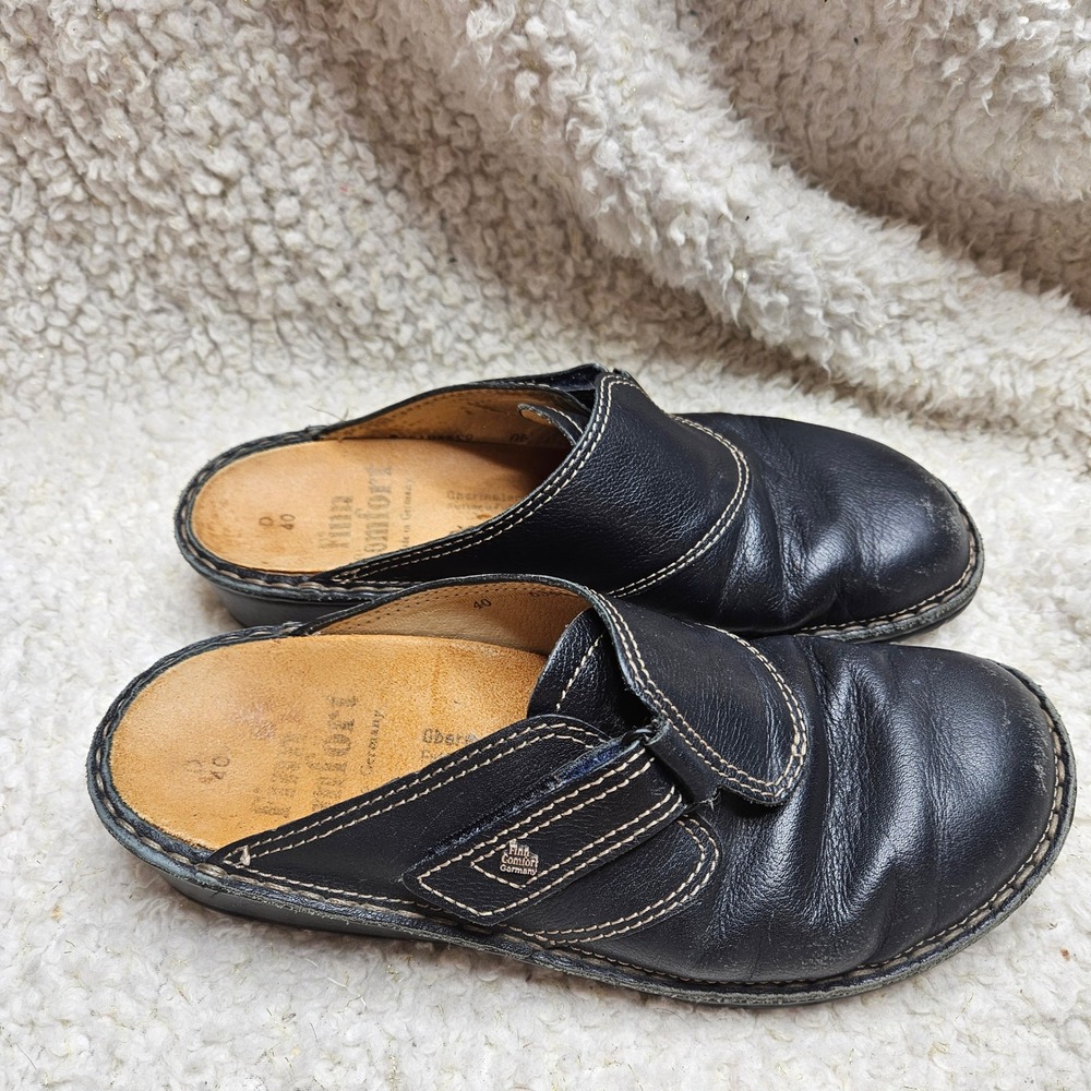 Finn Comfort Black Leather Clogs size 40